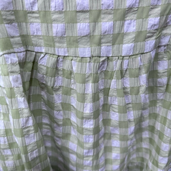 Lush Gingham Plaid Green Spring Dress Easter Jacquard Balloon Sleeve Large Lime - Picture 5 of 9